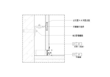 干挂石材与不锈钢踢脚线踢脚线节点