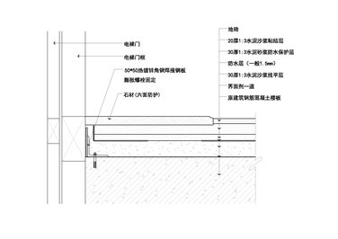 电梯门石材过门石节点图