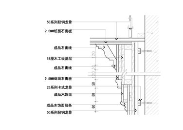 墙面木饰面石膏线条与顶面乳胶漆