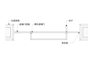 淋浴房玻璃铰链门节点图（固定墙面）